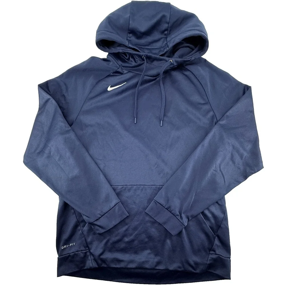Nike Dri Fit Hoodie‎ Mens Large Navy Blue Athletic Training Pullover Sweatshirt
